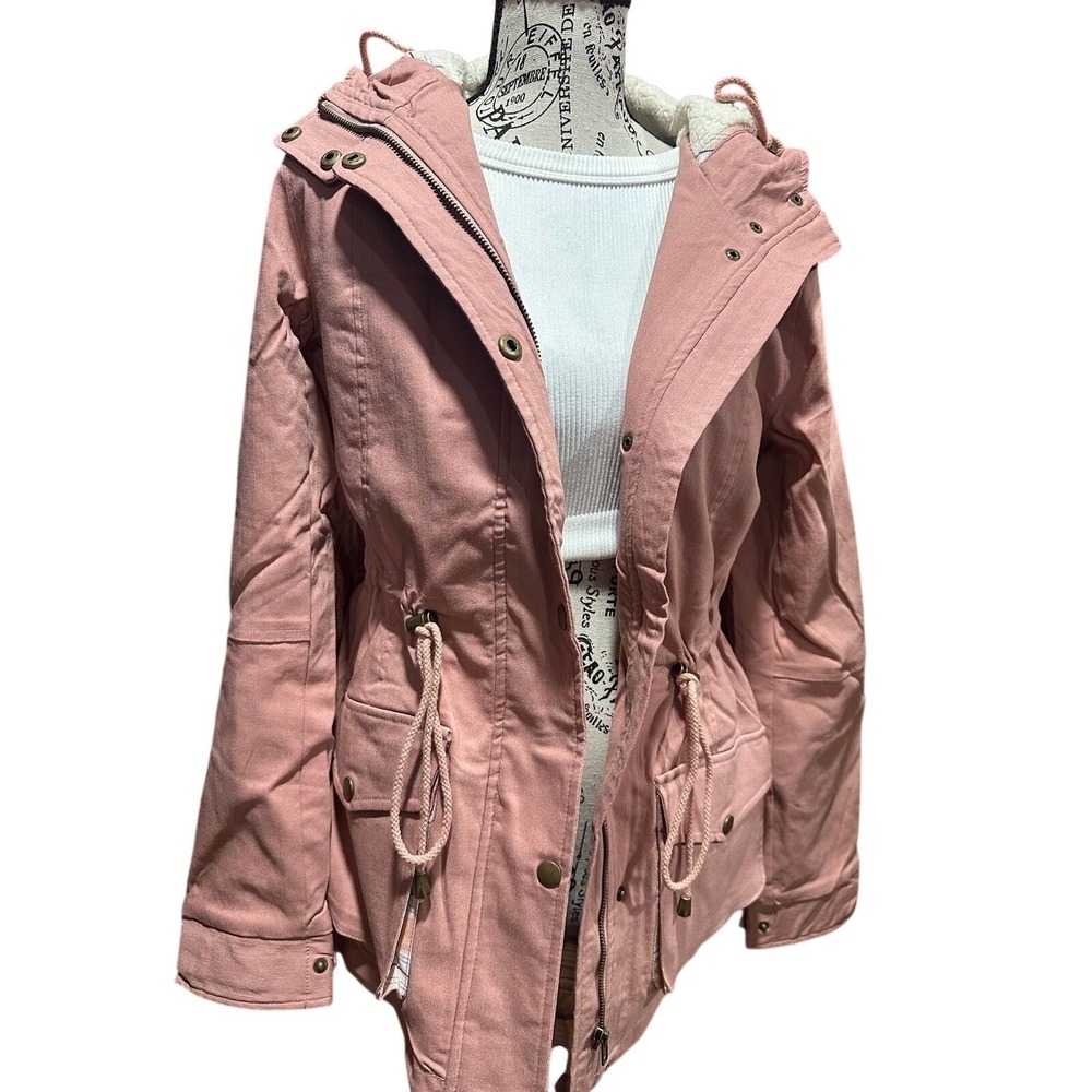 Eden Society Pink Hooded Fleece Lined Utility Jacket Stitch Fix Medium EJ17972